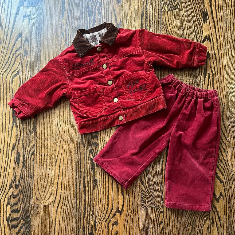 Red Corduroy Velvet Set (90cm 2Y)